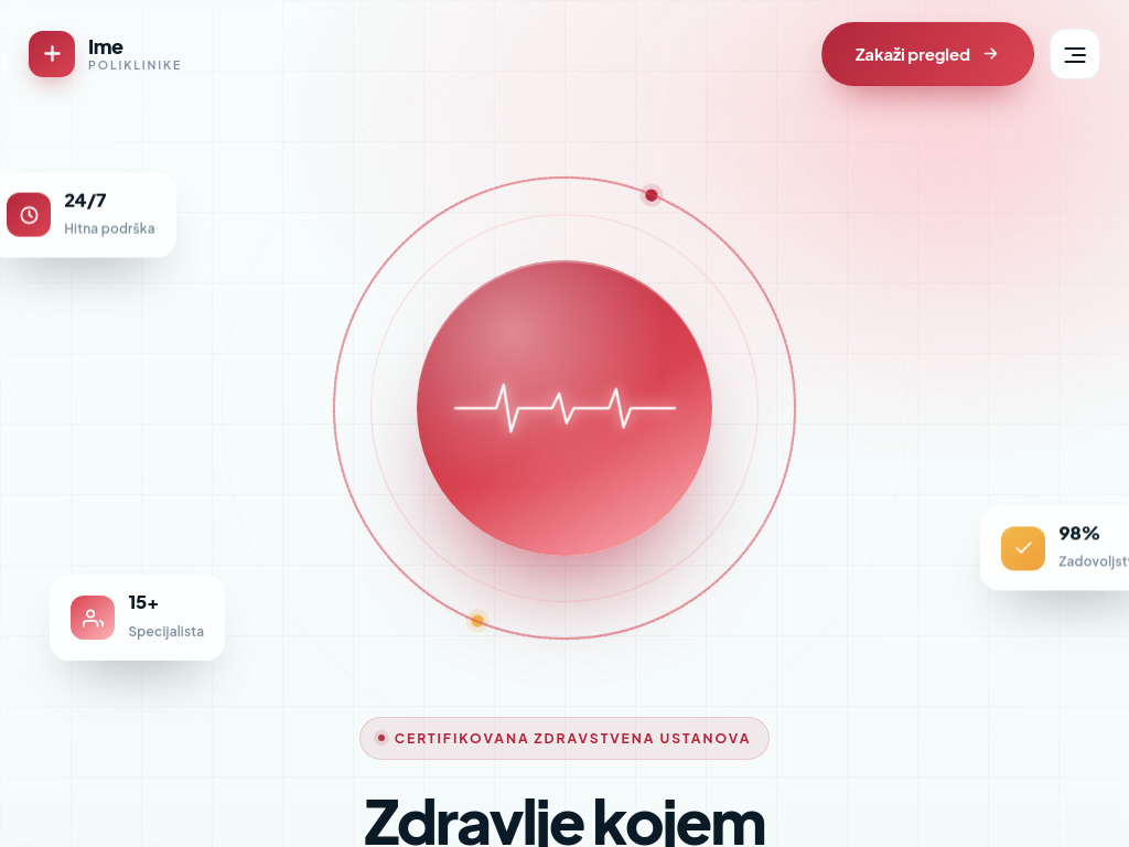 Screenshot primjera web stranice za polikliniku